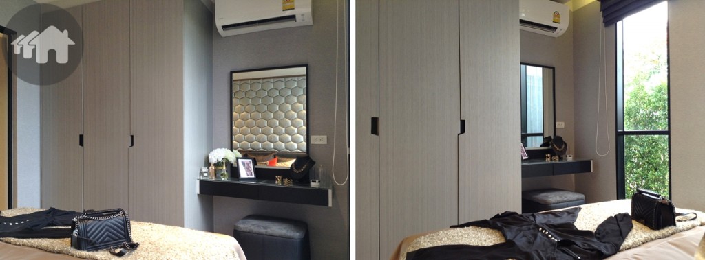 หน้าตาของพื้นที่แต่งตัวและตู้เสื้อผ้าเหมือนกับแบบแรก ออกแบบให้มุมแต่งหน้าแต่งตัวอยู่ใกล้หน้าต่างเพื่อให้ได้รับแสงสว่างจริงจากธรรมชาติ ถือว่าออกแบบได้ดี เข้าใจวิถีชีวิตจริง โดยเฉพาะคุณผู้หญิงได้เป็นอย่างดี 