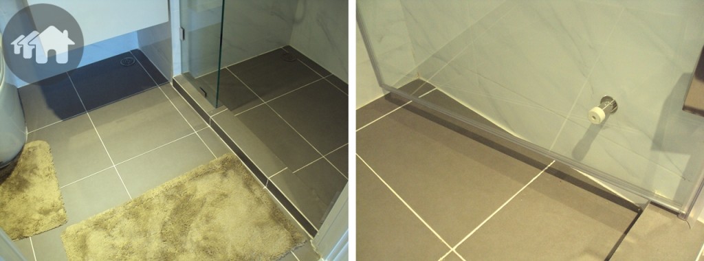 ทำธรณีสูงกั้นระหว่างพื้นที่แห้ง และเปียกให้ รวมถึงมียางกันกระแทกสำหรับประตูของฉากกั้นอาบน้ำให้แล้ว