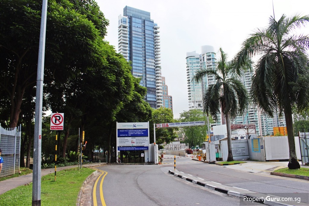 Kim Seng Park to the left of where Great World City MRT is being built