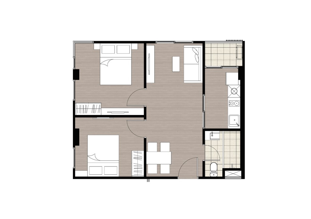 2 Bedrooms (2 ห้องนอน 1 ห้องน้ำ)