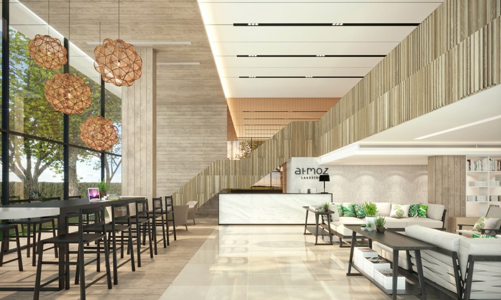 ล็อบบี้หลักของโครงการบริเวณชั้นที่ 1 ของอาคาร A แบบ Duplex Lobby Lounge 