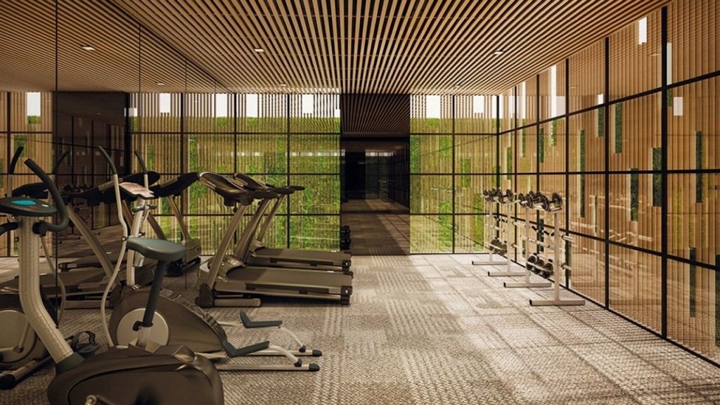 พื้นที่ติดกับล็อบบี้เป็นฟิตเนสอุปกรณ์ครบครัน