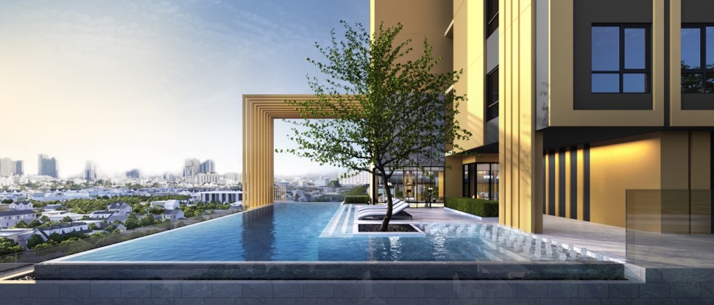 สระว่ายน้ำระบบเกลือแบบไร้ขอบ วิวพาโนรามา ขนาด 4.5x15 เมตร ลึก 1.2 เมตร และจุดนั่งชมวิว