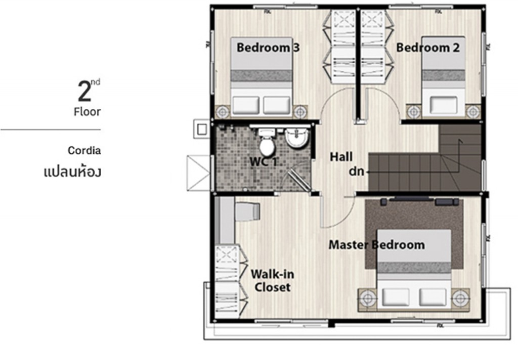 Floor Plan ชั้นบนของแบบ CORDIA