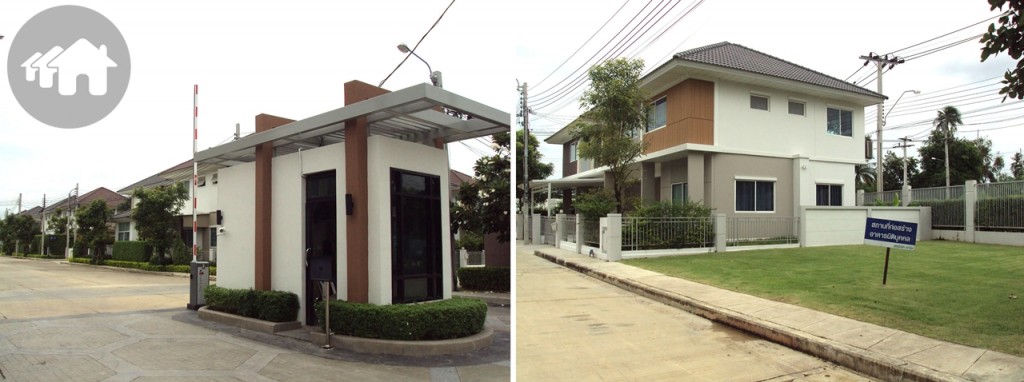 ซุ้มประตูโครงการมี รปภ. คอยดูแลตลอด 24 ชม. ใกล้กันจะเป็นที่ตั้งของอาคารสำนักงานนิติบุคคล ซึ่งรอการก่อสร้างต่อไป