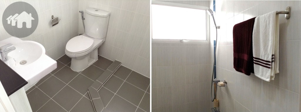 ห้องน้ำชั้นล่างก็แบ่งพื้นที่เปียกและแห้งให้เช่นกัน 