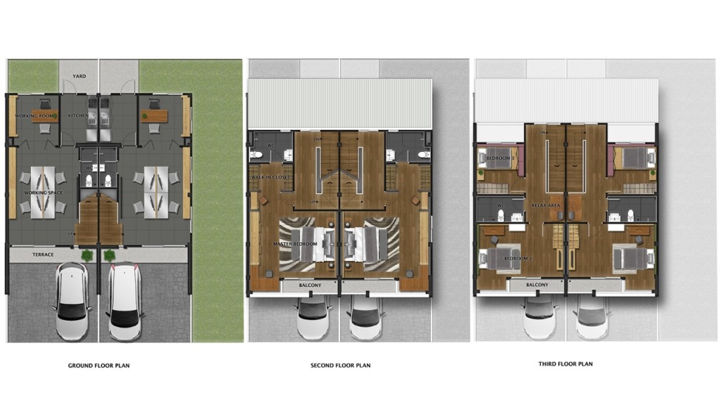 Picasso โฮมออฟฟิศ 3 ชั้น หน้ากว้าง 5.5 เมตร เนื้อที่ 23.8-38.6 ตารางวา พื้นที่ใช้สอย 160 ตารางเมตร ขนาด 3 ห้องนอน 3 ห้องน้ำ 2 ที่จอดรถ