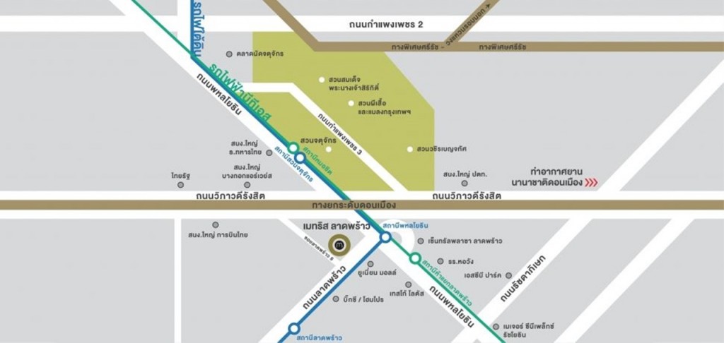 แผนที่การเดินทางมายังโครงการ เมทริส ลาดพร้าว