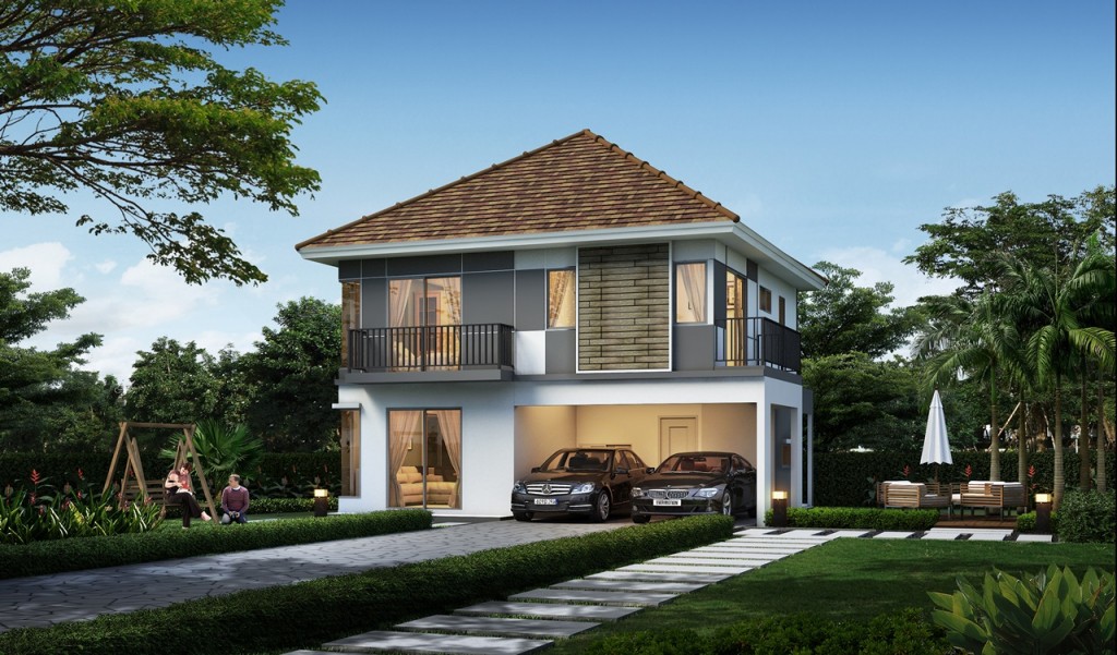ภาพจำลองแบบบ้าน DETACHED house บ้านเดี่ยว 2 ชั้น