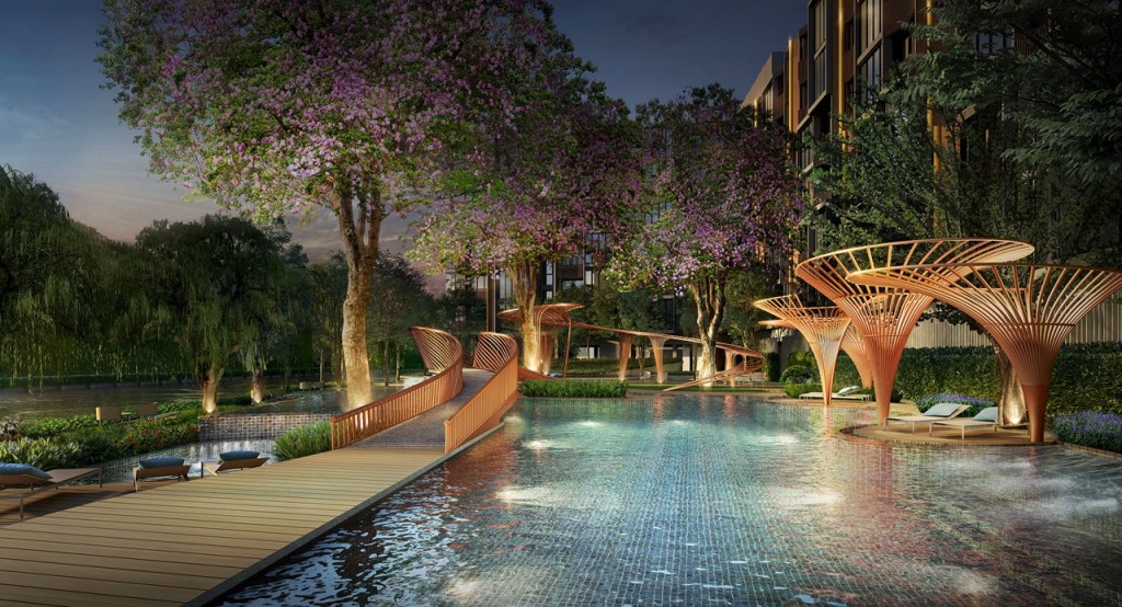 Kawa Bridge & Bamboo Cabana สะพานรูปทรงพลิ้วไหวสวยงามที่ได้แรงบันดาลใจจากสายน้ำ พร้อมที่นั่งใต้น้ำบริเวณ Bamboo Cabana ที่เรียงรายลดหลั่นกันลงมาเพื่อเปิดมุมมองริมน้ำ สระว่ายน้ำแบบฟรีฟอร์ม พิเศษด้วยจากุซซี่น้ำร้อน น้ำเย็น เพิ่มความสดชื่นและผ่อนคลาย และสระเด็กที่ออกแบบเพื่อให้เล่นได้อย่างสนุกและปลอดภัย ที่จะให้คุณรู้สึกสดชื่นในทุกวัน