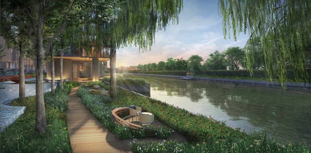 Waterfront Relaxing Area พื้นที่ริมน้ำที่ทอดยาวกว่า 150 เมตร พร้อมที่นั่งสำหรับพักผ่อนและพื้นที่อาบแดด