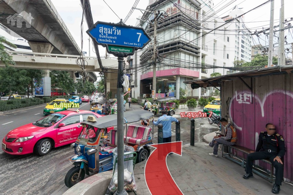 Turn right into Sukhumvit Soi 7 (there’s a motorcycle taxi hub around the corner in case you don’t want to walk)
