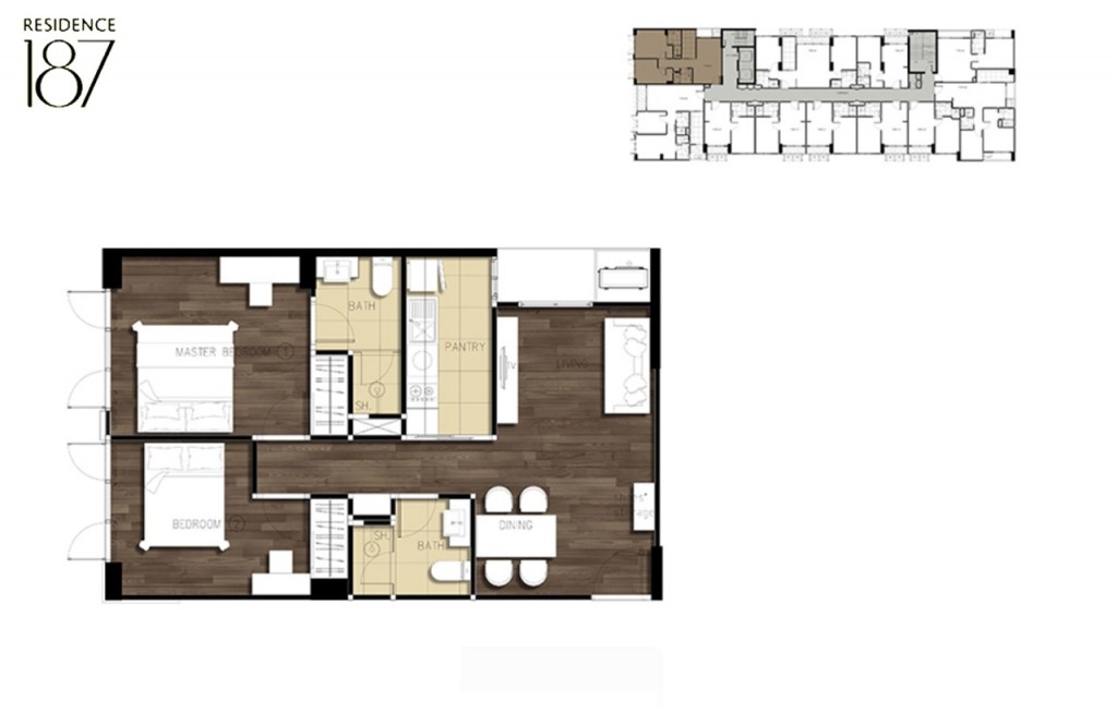 B1: 2-Bedroom 2-Bathroom 61.76 Sq.m.