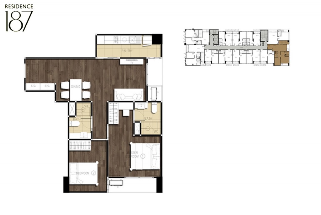 B3: 2-Bedroom 2-Bathroom 64.69 Sq.m.