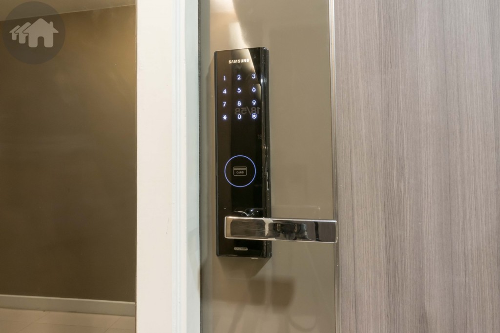 Digital Door Lock from Samsung, accessible by keycard, passcode, or room key