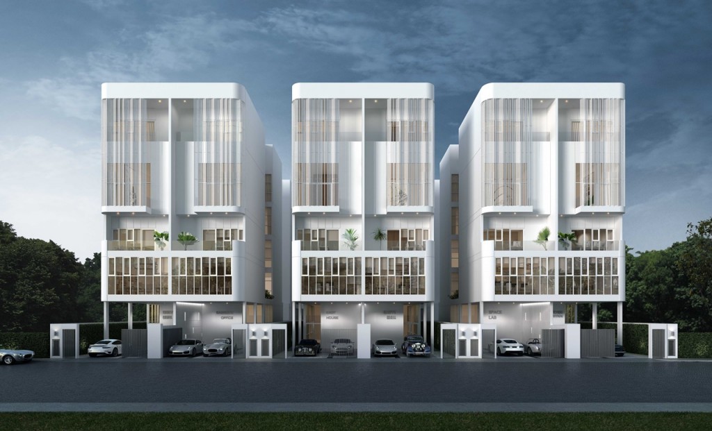 โครงการ White Wall ศรีนครินทร์ โฮมออฟฟิศ รูปแบบใหม่ สูง 5 ชั้น ออกแบบเรียบหรูด้วยกำแพงสีขาว 4 ด้าน สมบูรณ์แบบทั้งสำหรับการพักอาศัยและธุรกิจที่ผสานกันอย่างลงตัว ขนาด 4 ห้องนอน 6 ห้องน้ำ ที่จอดรถ 4 คัน พื้นที่ส่วนออฟฟิศสามารถรับรองพนักงานได้กว่า 30 คน พร้อมลิฟต์ส่วนตัว ห้องประชุมดีไซน์หรู 2 ห้อง ส่วน Pantry ที่สามารถปรับเปลี่ยนเป็นบาร์ สำหรับจัดปาร์ตี้ อุ่นใจยิ่งขึ้นด้วยการออกแบบให้มี “บันไดหนีไฟ” ทุกยูนิต สะดวกสบายด้วยห้องเพดานสูง หน้าต่างบานใหญ่ พื้นที่ใช้สอยที่ลงตัวเหมาะสมกับทุกคน (Universal design)