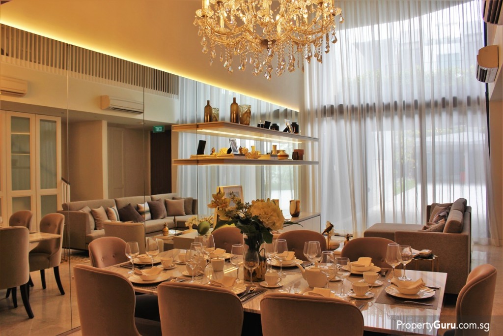 Dining area and living room