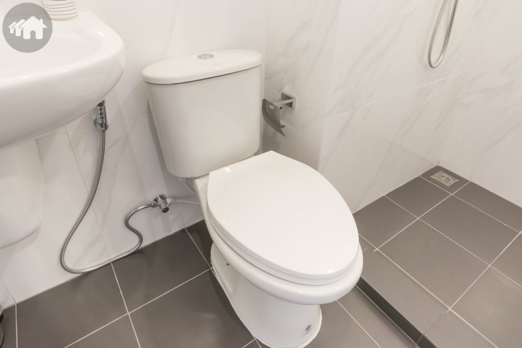 โถสุขภัณฑ์ของ Hafele พร้อมสายฉีดชำระ และที่ใส่กระดาษชำระ