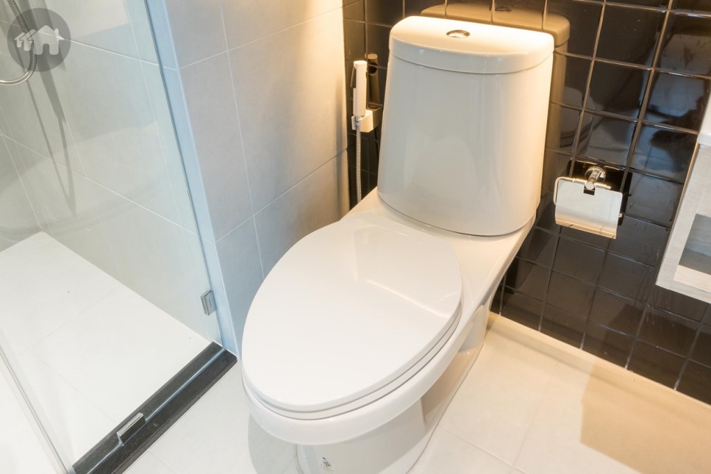 โถสุขภัณฑ์ของ Nahm พร้อมสายฉีดชำระ และที่ใส่กระดาษชำระ