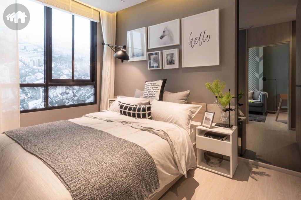 ห้องนอนขนาดใหญ่ ห้องจริงจะมาพร้อมฐานเตียงขนาด 5 ฟุต 