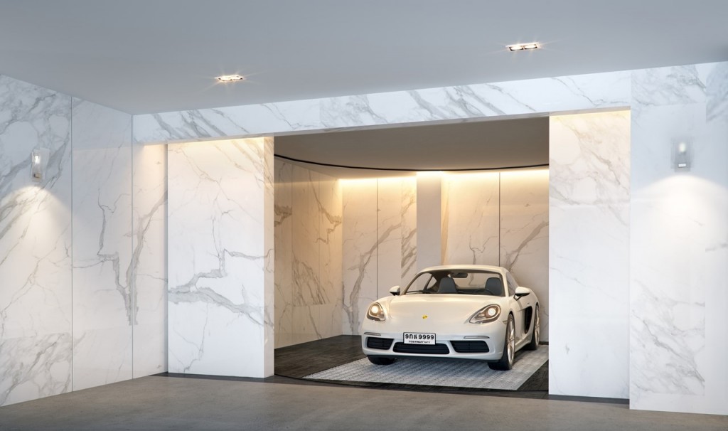 ลิฟท์ที่จอดรถอัตโนมัติ 2 ตัว จอดรถได้ถึง 40 คัน ช่วยประหยัดเวลาในการหาที่จอดรถ