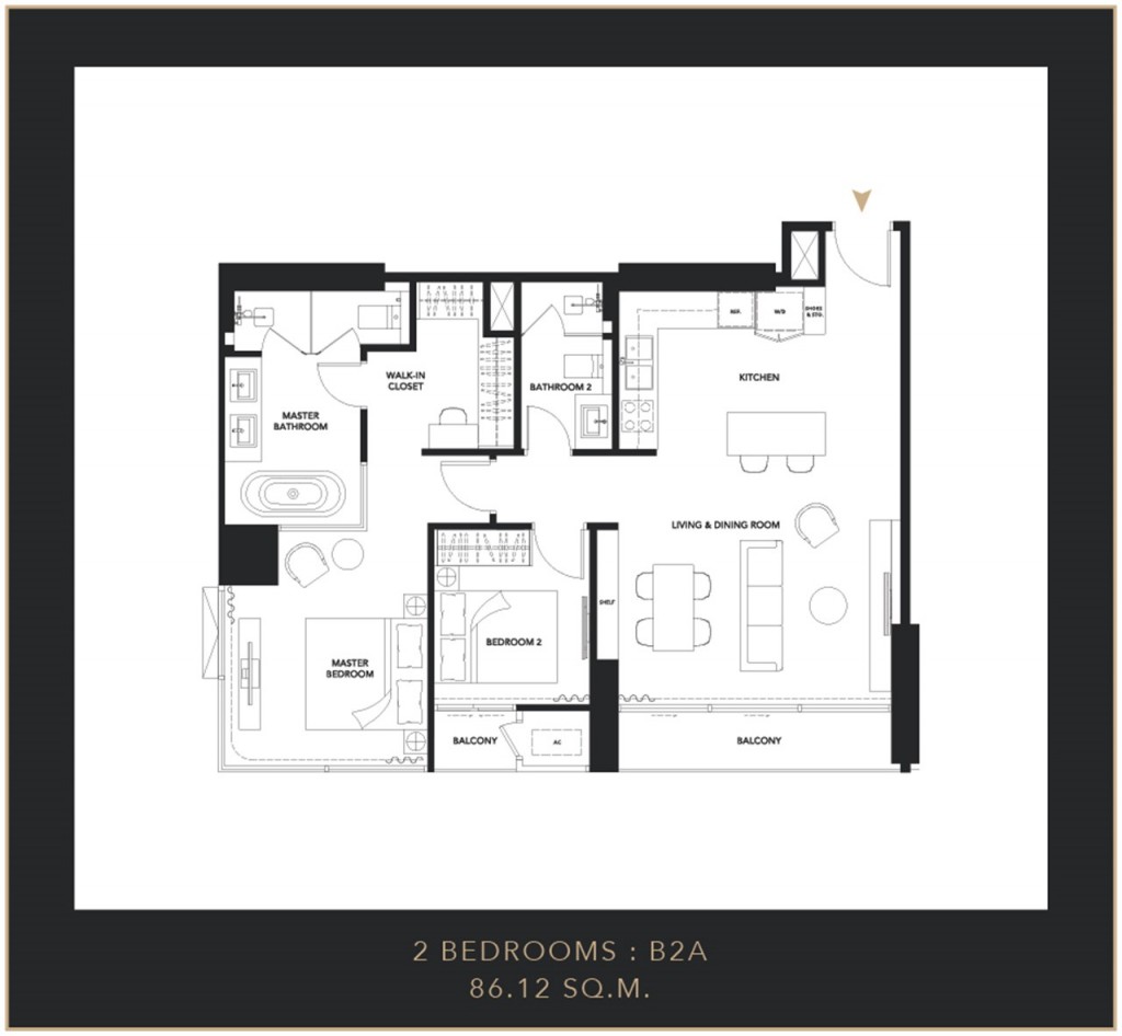 แบบ B2A พื้นที่ใช้สอย 86.12 ตารางเมตร