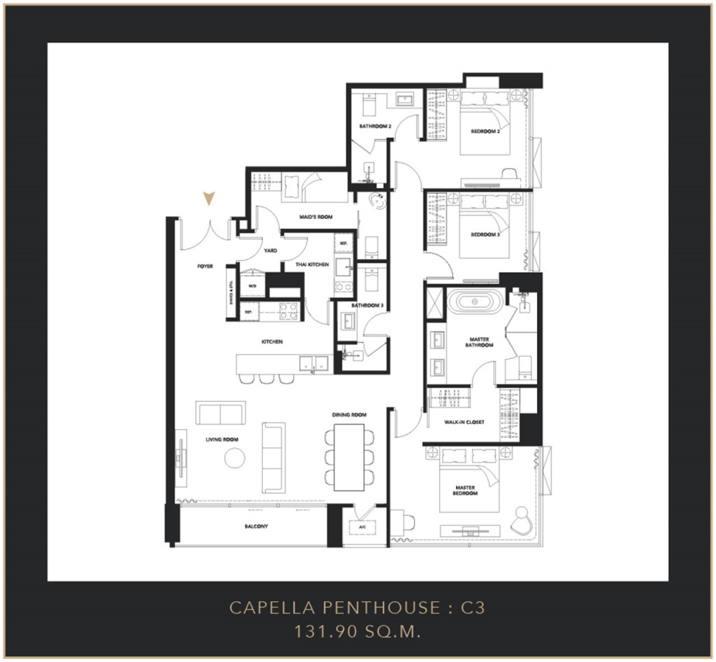 แบบ C3 พื้นที่ใช้สอย 131.90 ตารางเมตร