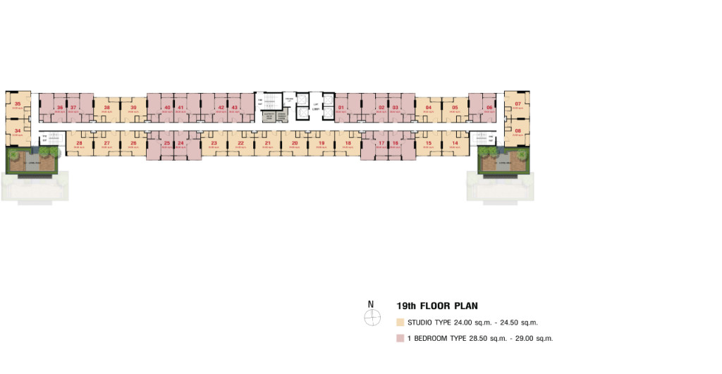 19th Fl. residential units and Co-Living Area