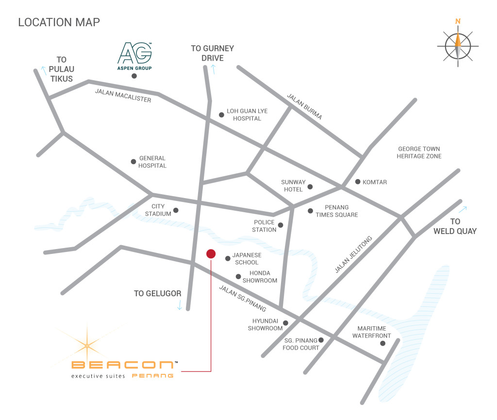 Beacon Executive Suites, Georgetown, Penang Location Map 1