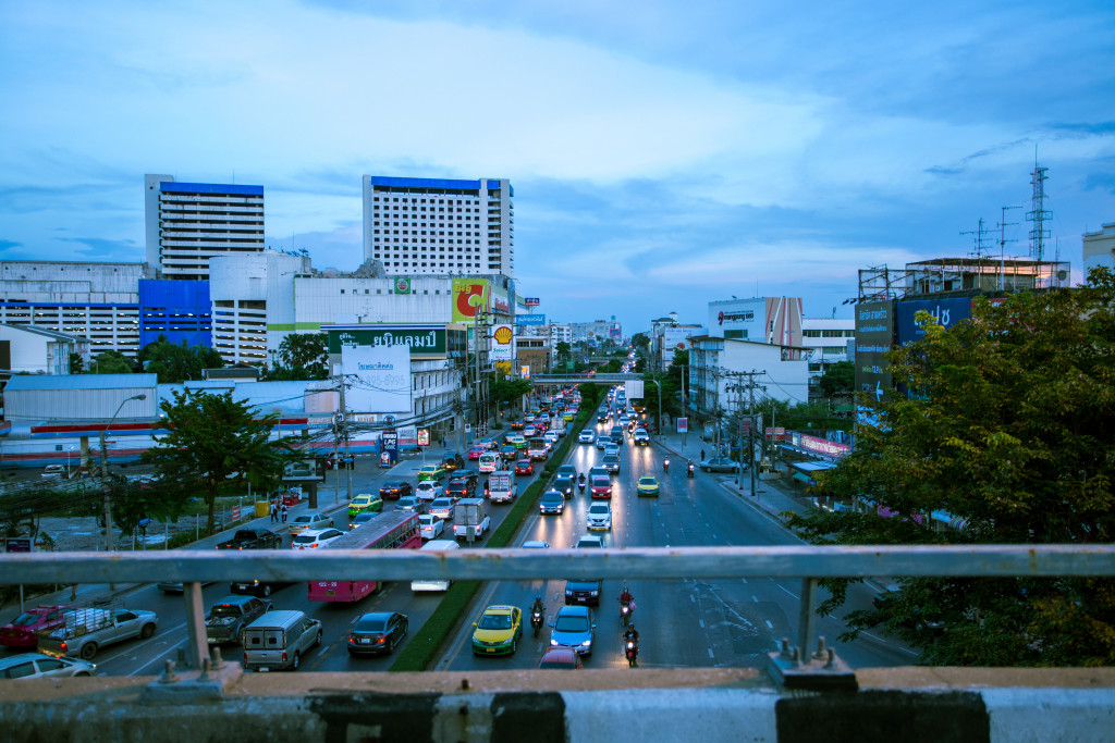 Bangkok, Thailand - November 10, 2017 : The traffic jam twilight on the Ladprao road in Bangkok, Thailand.