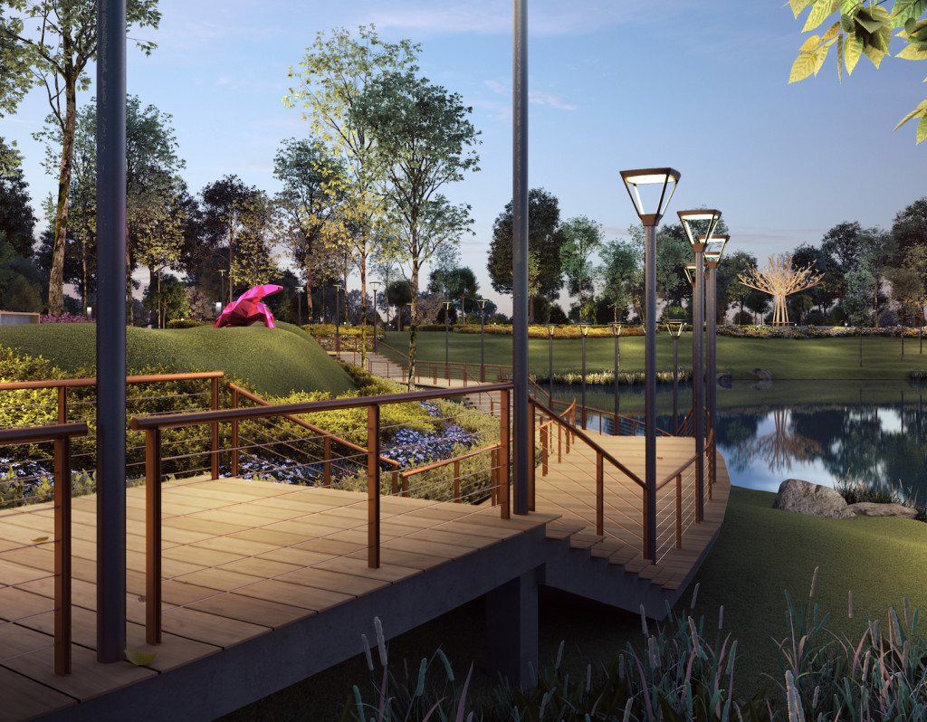 This park is a public space that comprises a dedicated path of 3 meters and 4.5 meters, for walking and cycling respectively