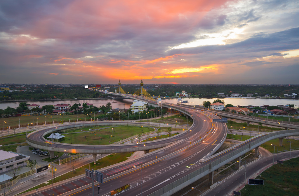 Nonthaburi bridge in Bangkok Thailand road for transportation
