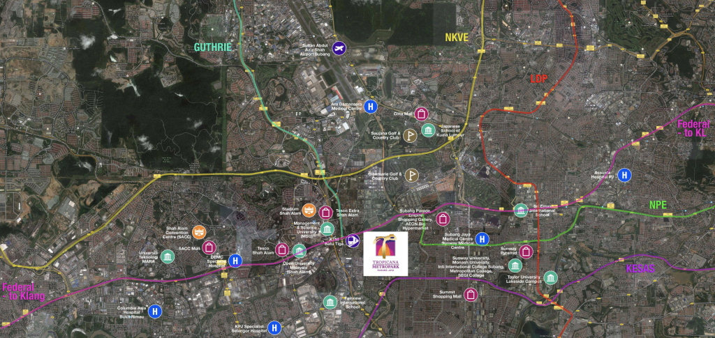 Tropicana Metropark is a self-sustained satellite township that is complemented by educational, medical, commercial, and public infrastructure.