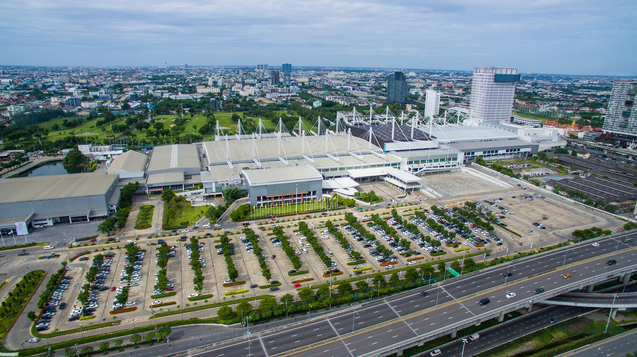aerial view of convention hall in bangna road outskirt bangkok thailand