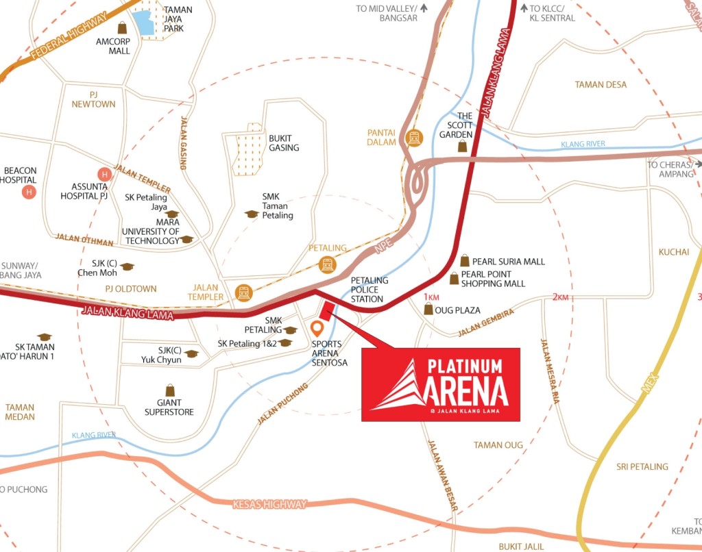 There are plenty of businesses, parks, restaurants, and educational institutions, that are a short drive away from Platinum Arena. 