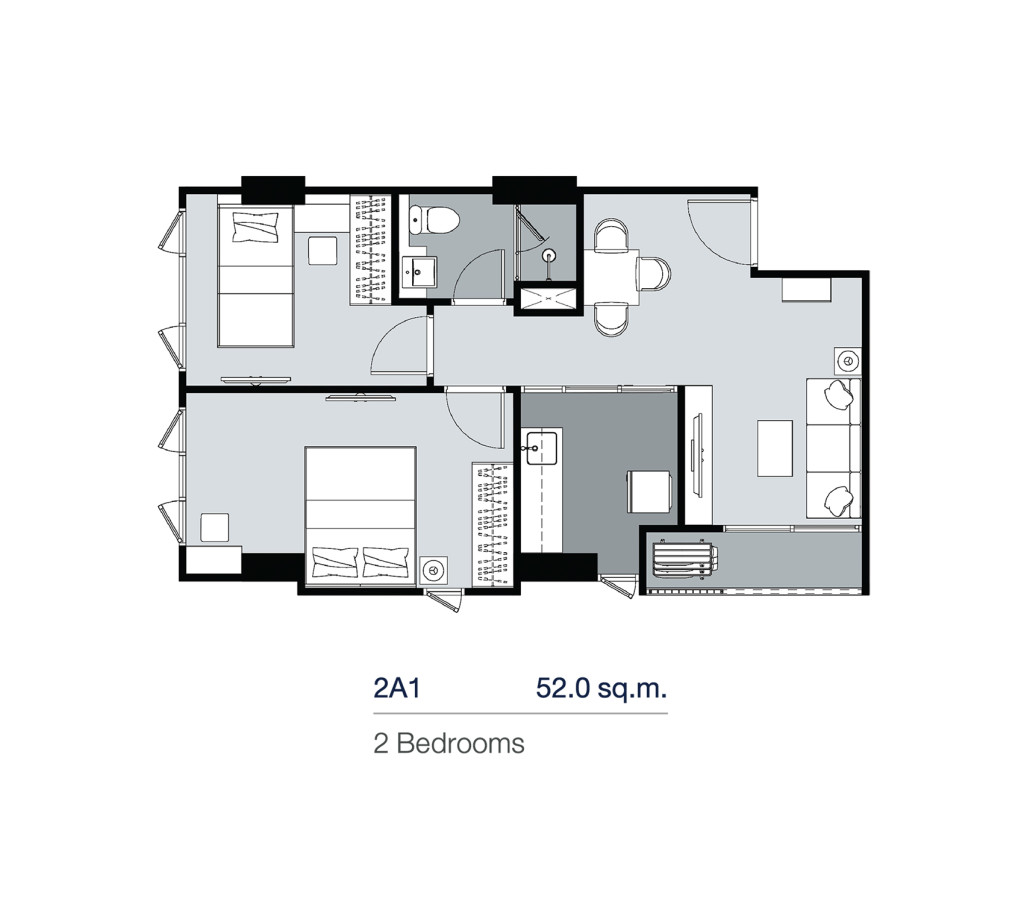 2A1_Floor Plan_Supalai Lite Thaphra Wongwian Yai