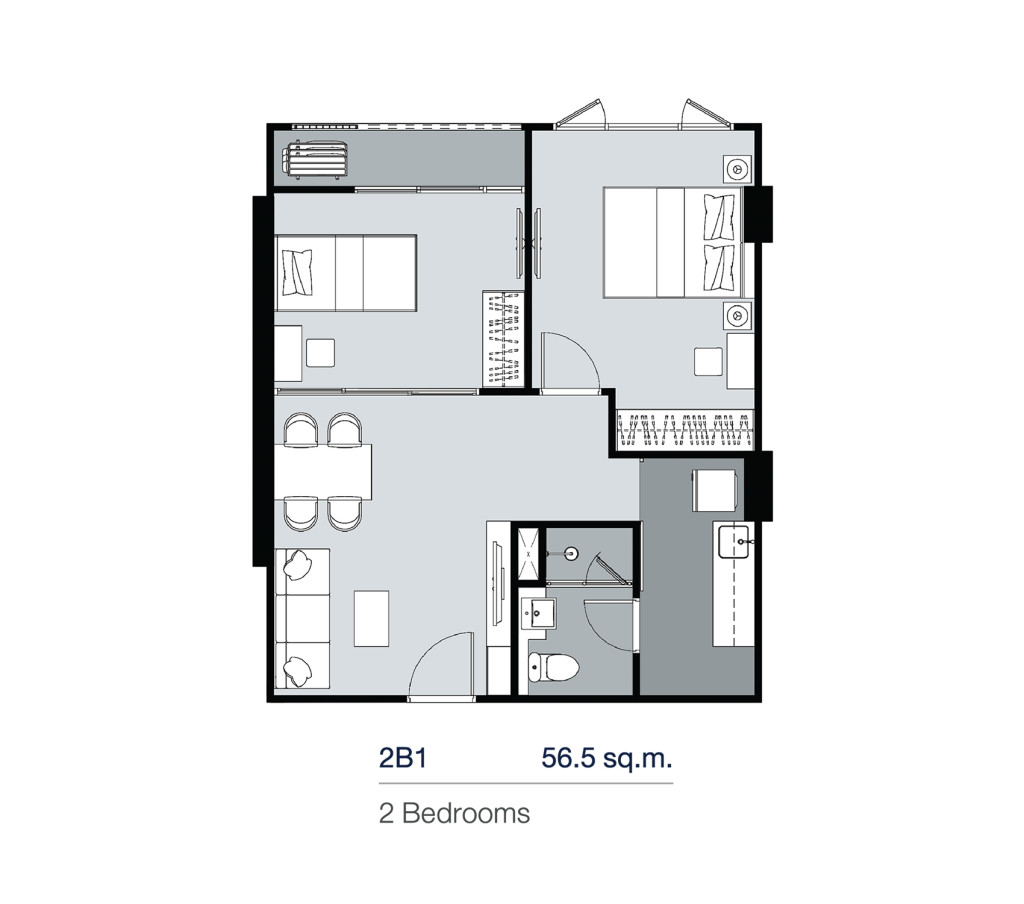 2B1_Floor Plan_Supalai Lite Thaphra Wongwian Yai