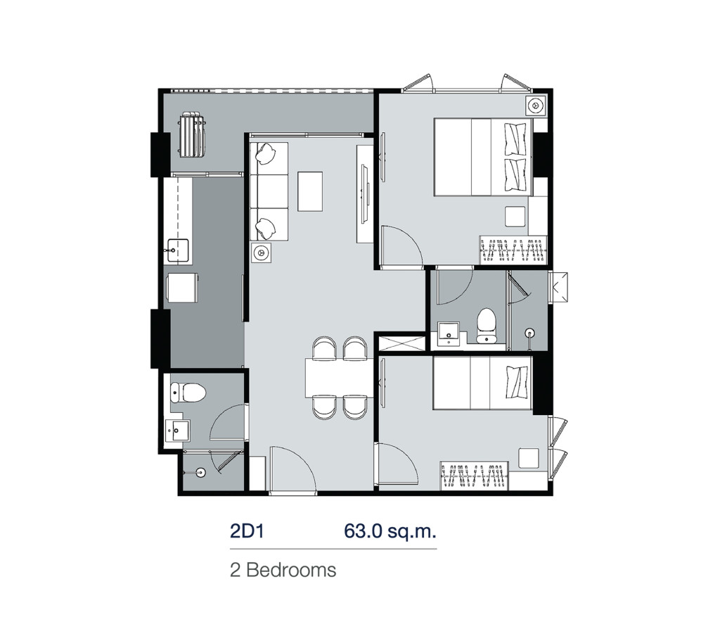 2D1_Floor Plan_Supalai Lite Thaphra Wongwian Yai