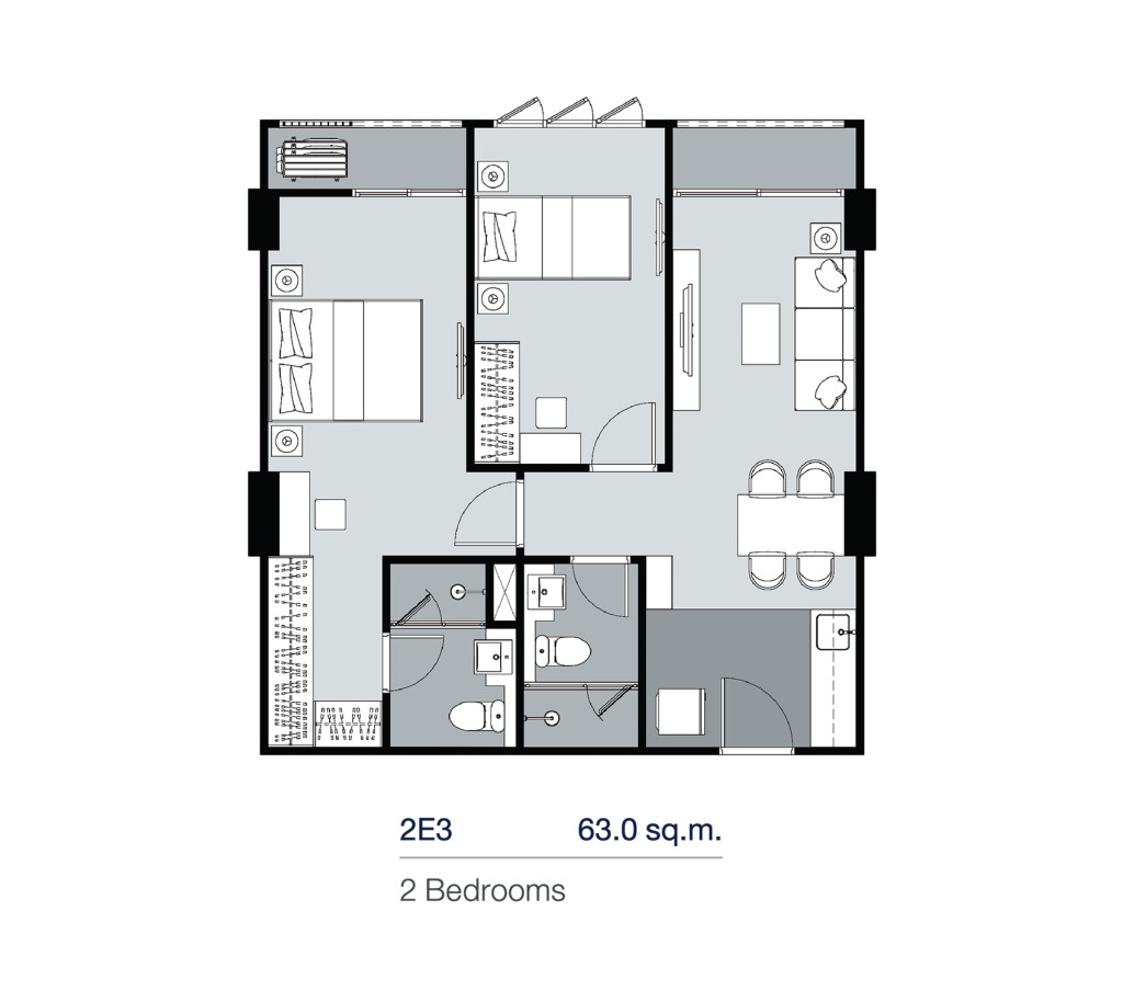 2E3_Floor Plan_Supalai Lite Thaphra Wongwian Yai