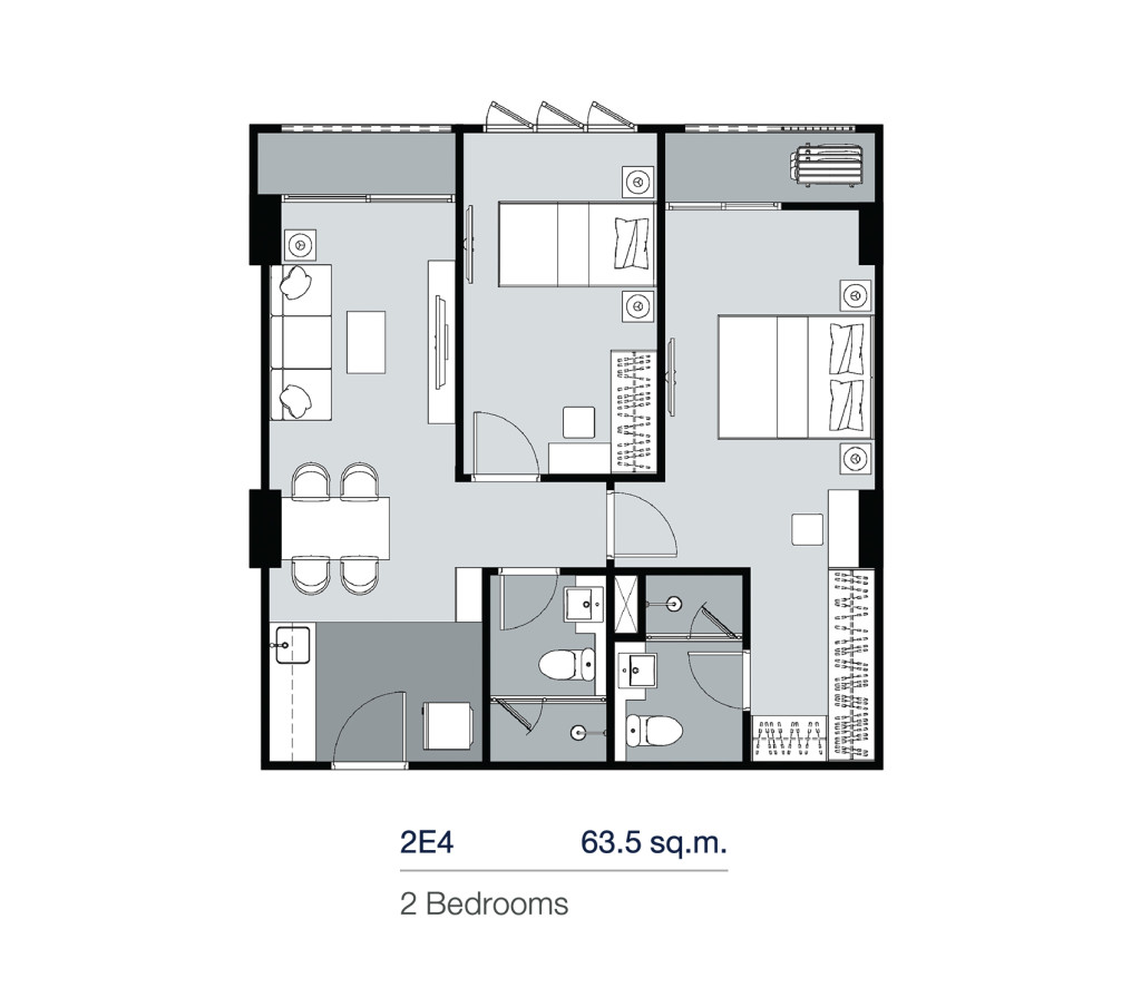 2E4_Floor Plan_Supalai Lite Thaphra Wongwian Yai