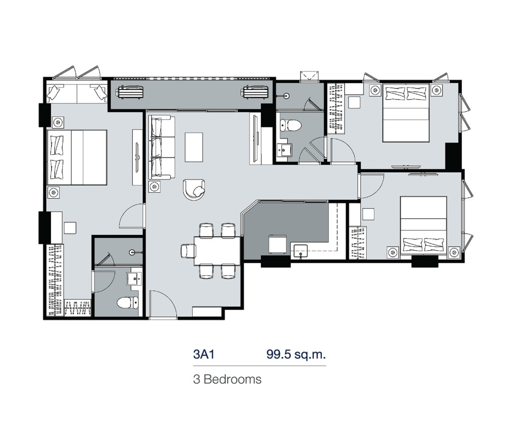 3A1_Floor Plan_Supalai Lite Thaphra Wongwian Yai