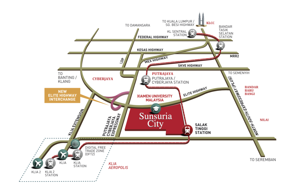 Tangerine Suites at Sunsuria City sits along the important KL-Putrajaya-Cyberjaya-KLIA Corridor