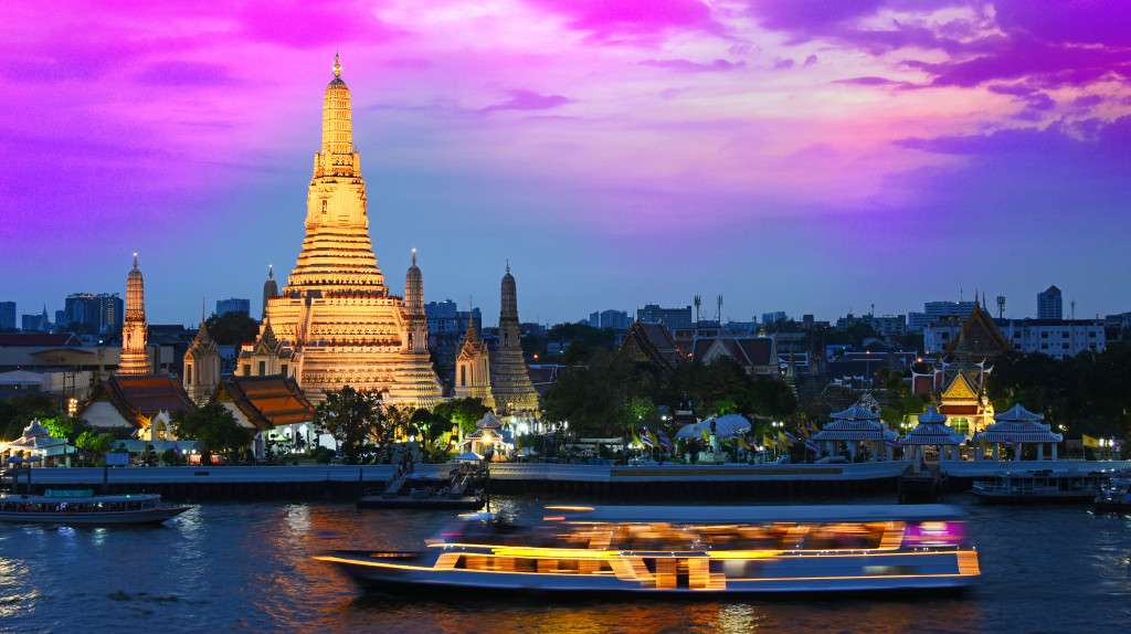Wat Arun Ratchawararam, a Buddhist temple in Bangkok, Thailand.