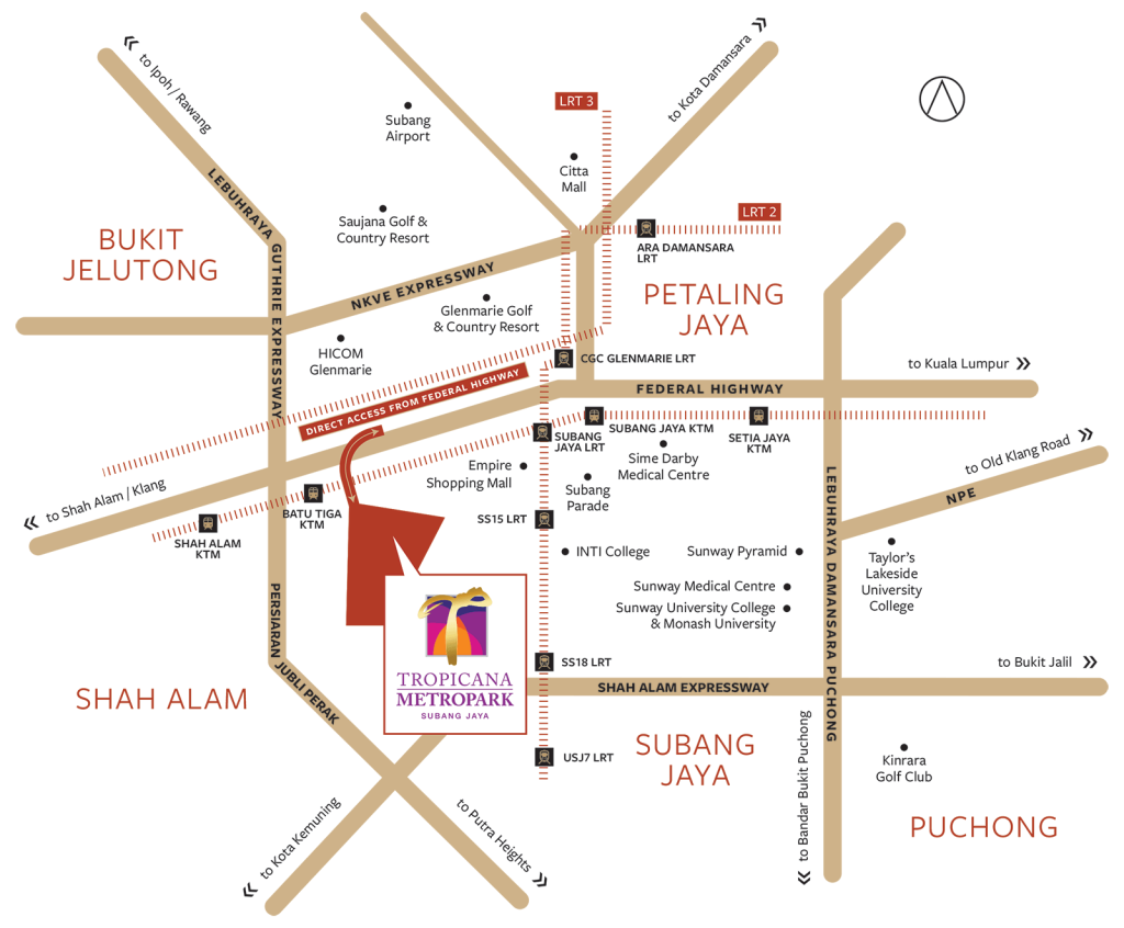 The development enjoys direct access from the Federal Highway via the RM106 million Metropark-Subang Link. 