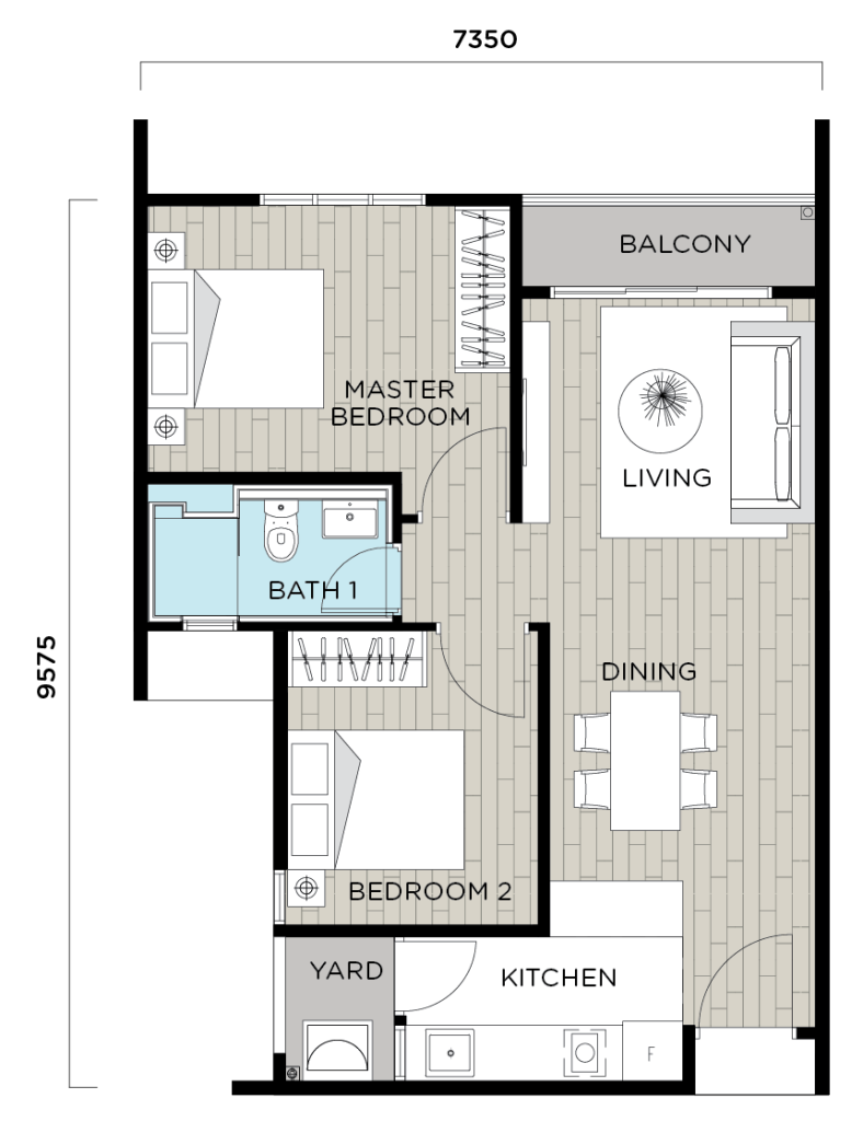 As the first serviced apartment in Gamuda Cove, Maya Bay Residences offers 5 types of layout and built-up is from 550 sq ft to 968 sq ft