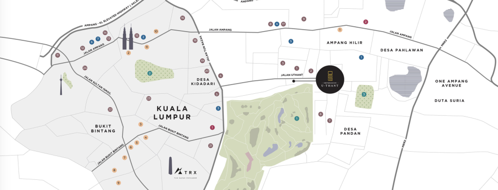 Impression U-Thant is strategically located along Jalan U-Thant, overlooking the Royal Selangor Golf Club.