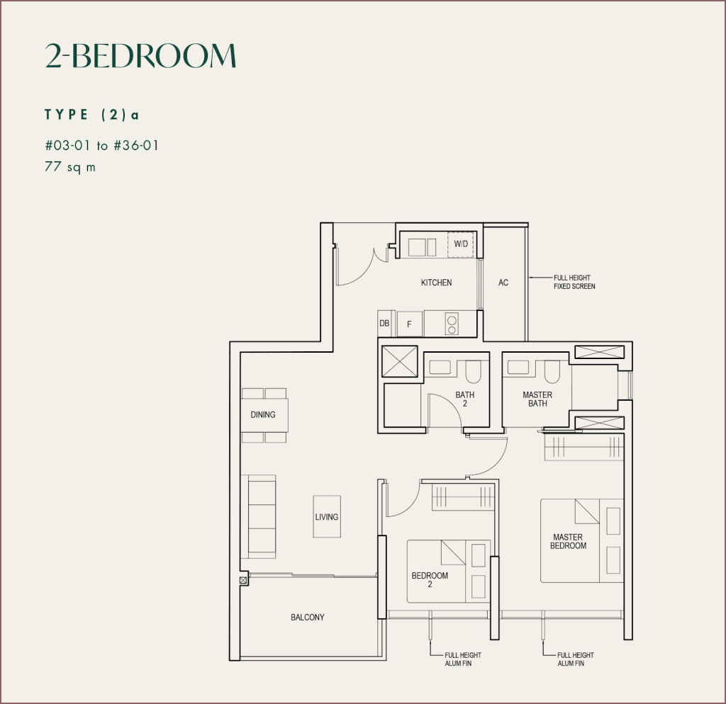 The Avenir 1 2 bedroom floorplan