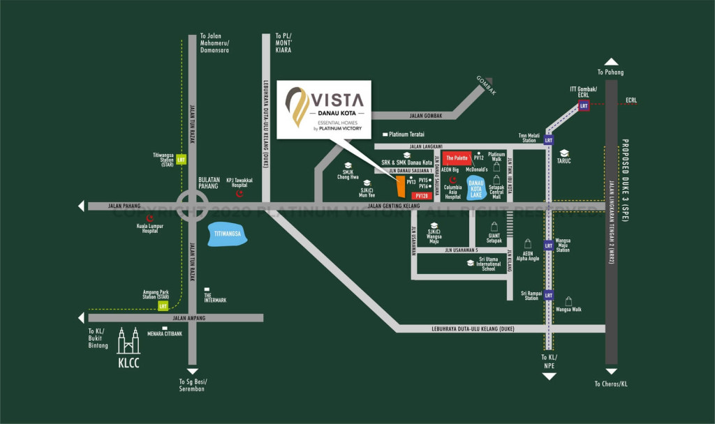 Vista Danau Kota is strategically located close to matured amenities