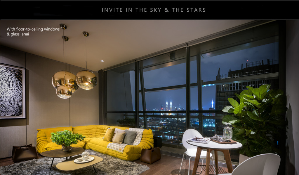 Residents can expect views of Kuala Lumpur city centre, and unique features include a lanai that links the living and bedroom areas, and floor-to-ceiling glass windows.