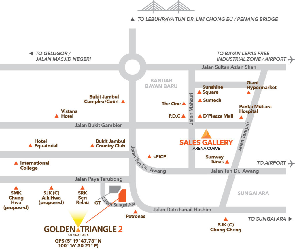The development is easily accessible via Jalan Dato Ismail Hashim, which leads to Jalan Tun Dr Awang that is connected to Tun Dr. Lim Chong Eu Expressway.
